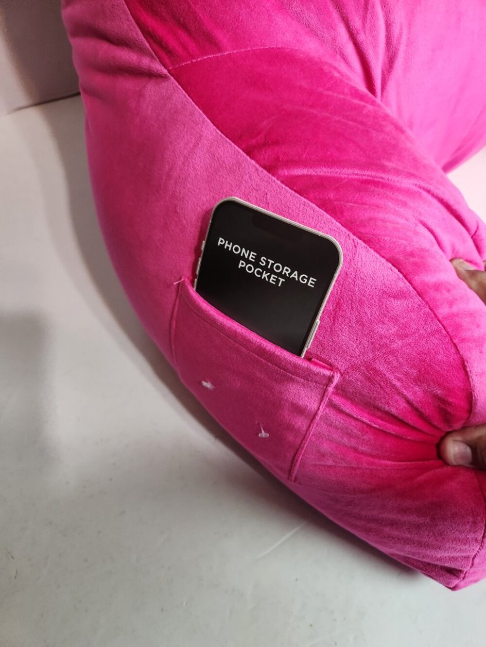 NWT Juicy Couture Home Hot Pink Plush Bed Rest Pillow Backrest w/Phone Pocket - Picture 5 of 16